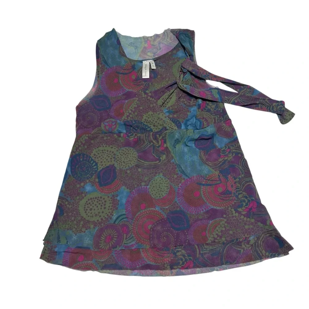 Boho wrap mesh tunic top by Daisy & Clover Y2K‎ Sz M babydoll psychedelic hippie - Picture 4 of 8